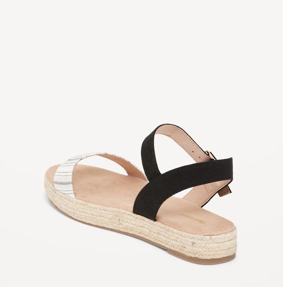 NWT OLD NAVY Striped Canvas Platform Sandals SIZE 8 O.n. New Black Stripe - Picture 5 of 5